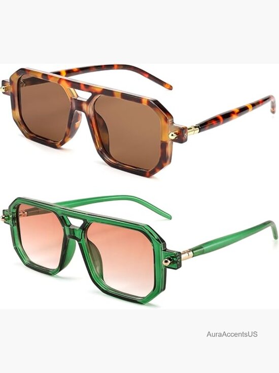Vintage Square Aviator Sunglasses Retro Stylish Frame UV400 Protection main image 5